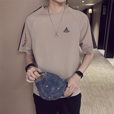 2021新款男士短袖t恤夏季拼色打底衫韩版中袖上衣服潮男DS350TP25，男装T恤，电商A102