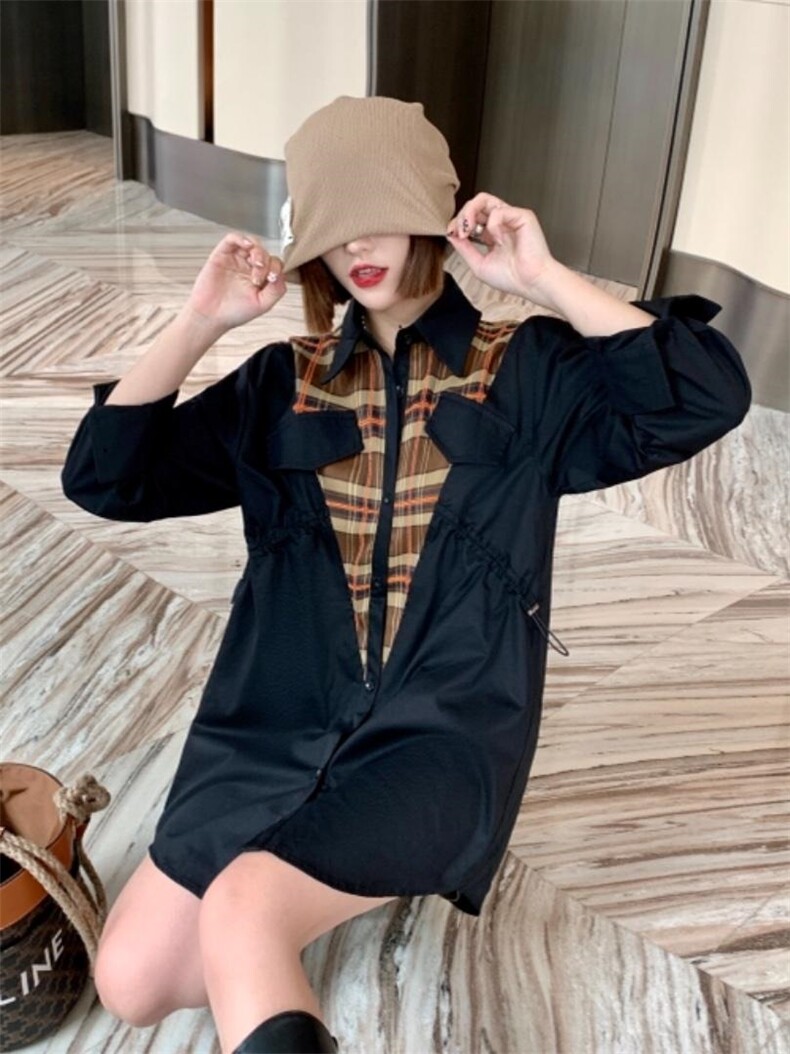 【现货】时尚格子拼接衬衫！，女装衬衫，S.S