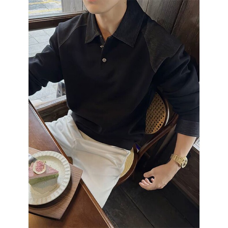1506-1/TF-T261/P53POLO衫男士秋季穿搭痞帅设计感长袖上衣打底衫,男装T恤,星座1506-1