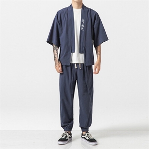 夏季 风道袍男短袖汉服古风潮开衫汉服防晒衣套装  TZ05/P85图片