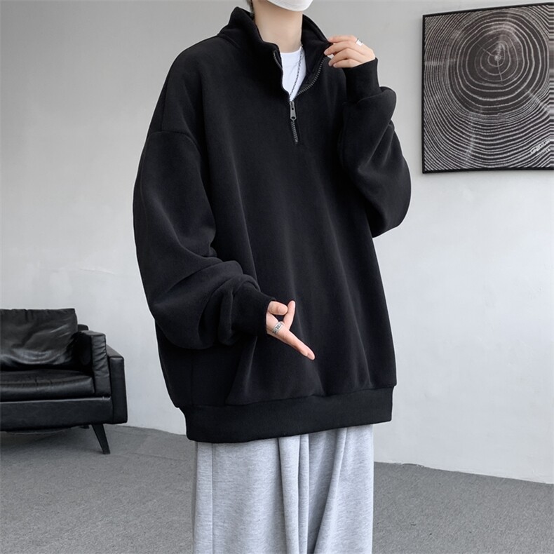 M-8XL秋冬半拉链卫衣摇粒绒大码学生复古外套立领上衣WY5105/P58,男装卫衣,电商B238
