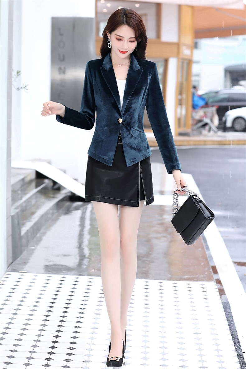 2021年春秋季时尚优雅气质一粒扣长袖短外套,女装西装,臻衣坊