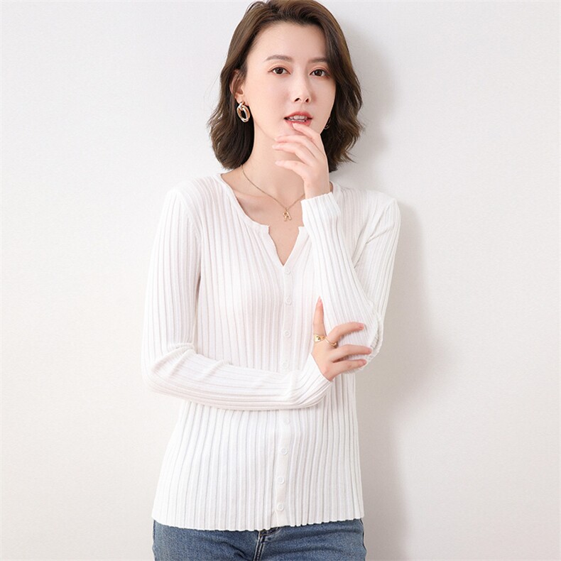 纯色简约时尚休闲百搭圆领修身女士套头衫针织新款,针织衫/毛衣,佳绒包芯纱店