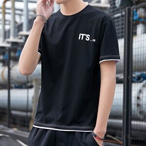 男士短袖t恤打底衫圆领体恤黑色修身半袖夏季男装衣服T603图片