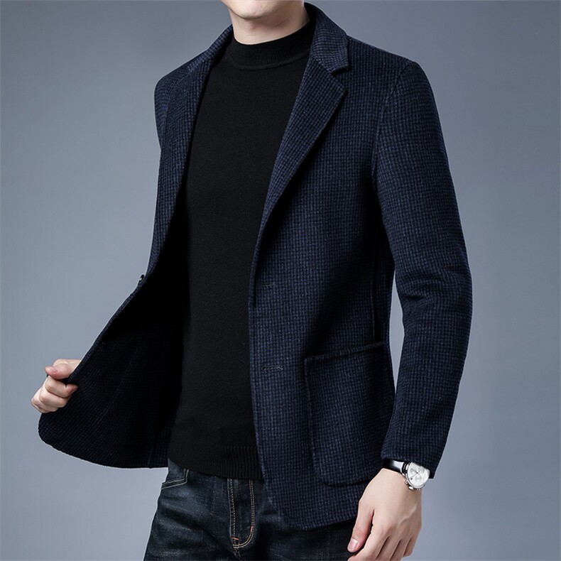 KCN2250-9男式休闲翻领羊毛纯色双面尼修身型西服外套P350,男装西服,电商B360