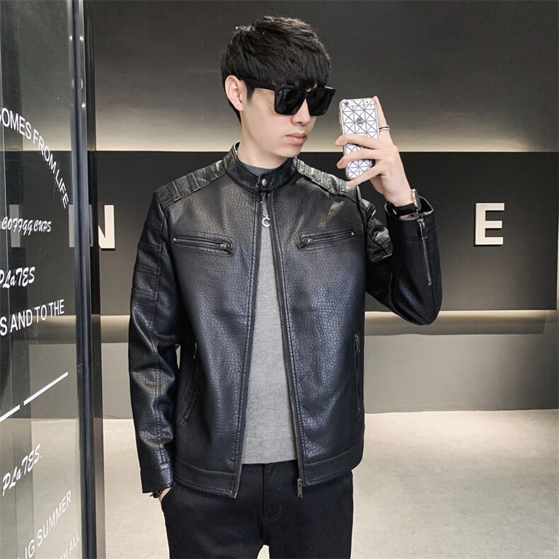 2022秋冬新款男士立领机车皮衣外套男8812,男装皮衣,天晨