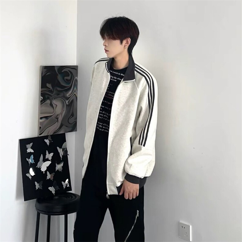 抖音得物高品质26春装美式高街重磅结构拼接织带立领卫衣外套CM42,女装短外套,电商A486