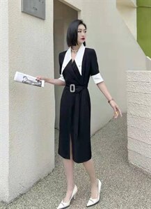 撞色连衣裙图片
