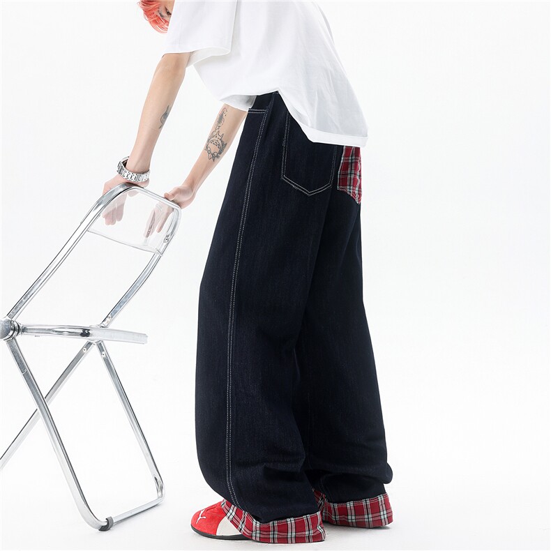加长版裤子男高个子拼接卷边格子188cm110牛仔裤KZ011P55,男装牛仔裤,电商B312