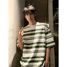 2026夏季新款时尚条纹哈苏线短袖T恤男DT6259-特P35建议零售价88，男装T恤，电商A001