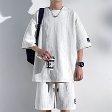 2024夏季新款光影墙大码短袖T恤短裤套装M-5XHQ23352-特P40，男装牛仔裤，电商A022