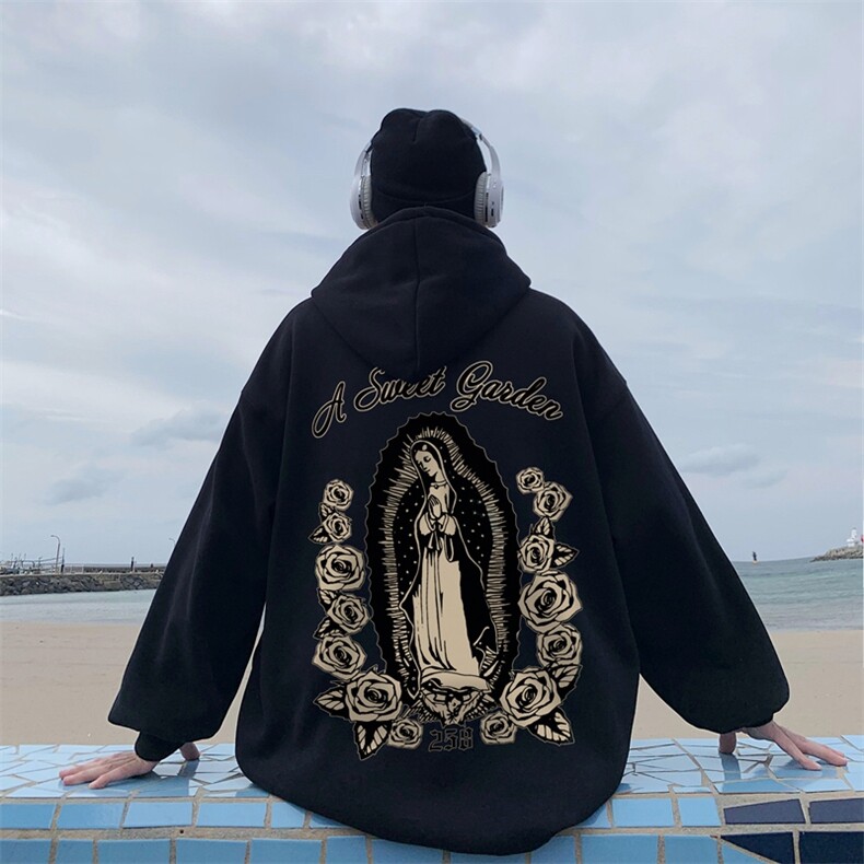 直播品质340克重磅纯色华棉美式卫衣连帽印花大码XZ517A-BK12311,男装卫衣,星座517A