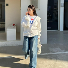 重磅美式开衫拉链休闲百搭卫衣外套男女潮牌初春秋2025新款慵懒风，女装短外套，星座1210-1
