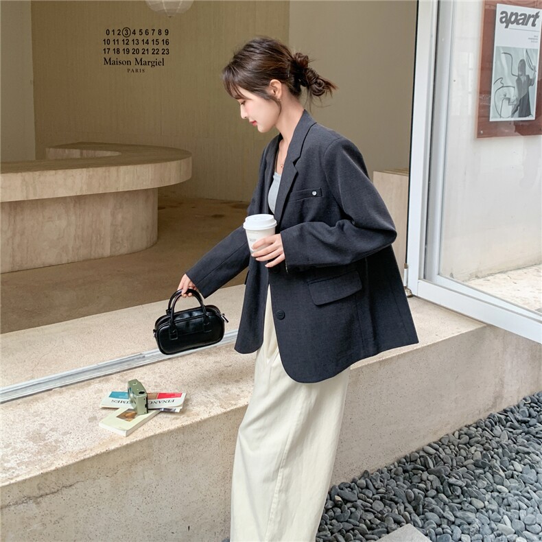 有货灰色拼条纹西装2C198-6830-P145K238,女装短外套,2C198