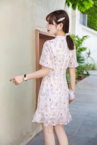 夏季新款3D印花清爽气质小旗袍,女装汉服/婚纱/旗袍/礼服,菲雪妮