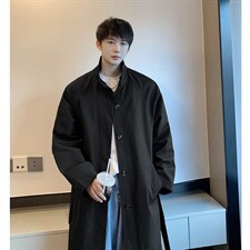 2026港风英伦单排扣腰带风衣男大码M-5XL中长款男FY77916P95控148，男装风衣，星座227-7