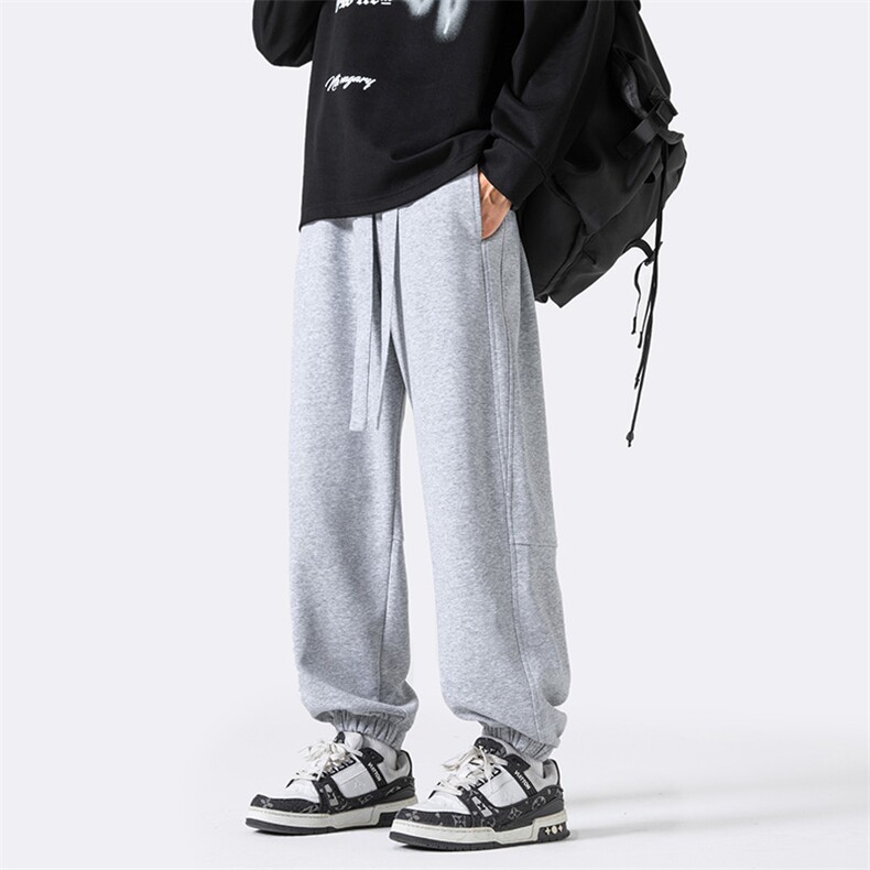 港风秋冬长裤本布织裤袋美式卫裤宽松休闲束脚卫裤K23305-P40控58,男装休闲裤,星座717
