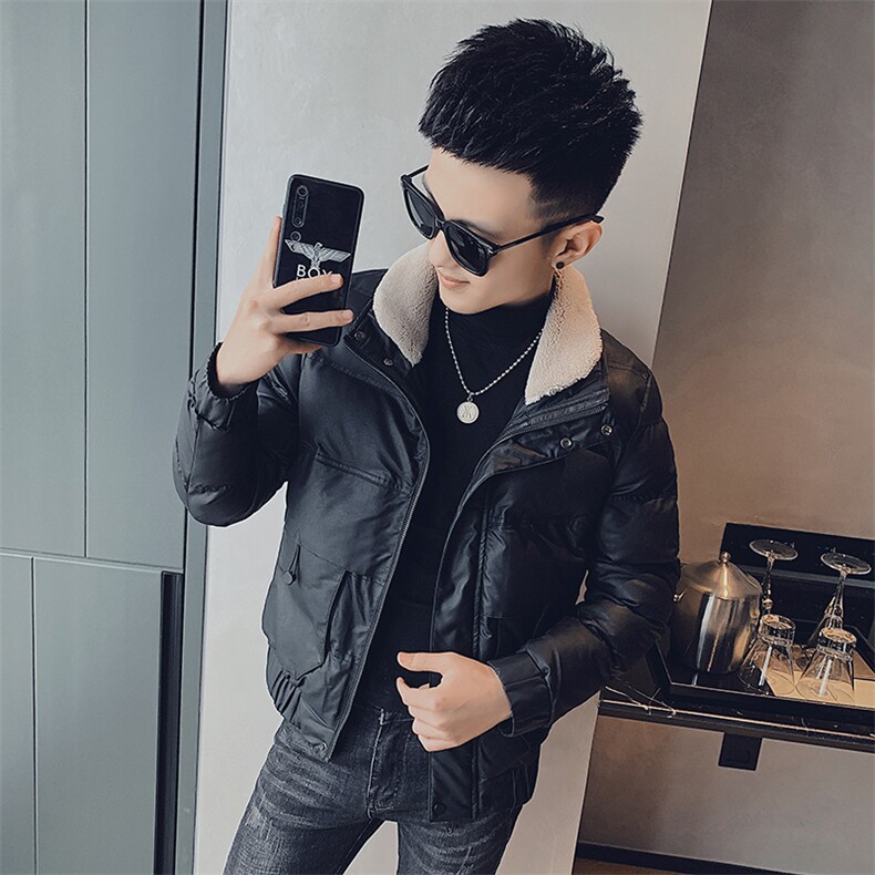 冬季加厚保暖皮棉衣男潮流羊羔毛领外套潮PM9816-P155,男装棉衣,电商A368
