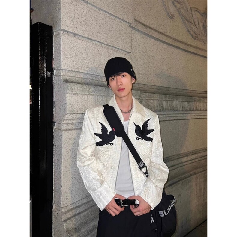 【有货】玄鸟刺绣提花外套男高级感痞帅春秋短款夹克A221CC-特P55,男装夹克,星座1007（原301D）