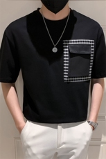 黑色2023精神小伙修身男士圆领潮款短袖T恤打底衫潮T901-P58控78，男装T恤，电商A108