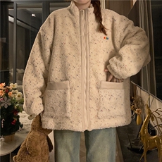 C903-P150冬季新款奶fufu软糯彩点羊羔绒外套可爱减龄保暖厚棉服，男装棉衣，星座911-2(原星座613-2）