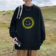 ！2023秋冬新款男士笑脸毛衣百搭潮流简约针织衫上衣M815P45，男装针织衫/毛衣，电商B220
