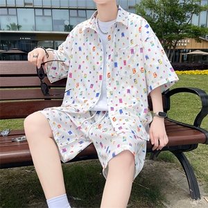 夏季海边沙滩男女同款休闲套装潮牌宽松大码XZ102B-1-TZ2567P55