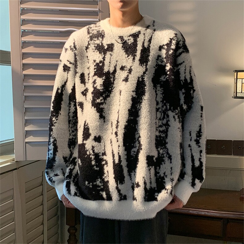 311B-1-CM-3960-P65控89港风貂毛水貂绒风提花大码针织毛衣,男装针织衫/毛衣,星座311B-1