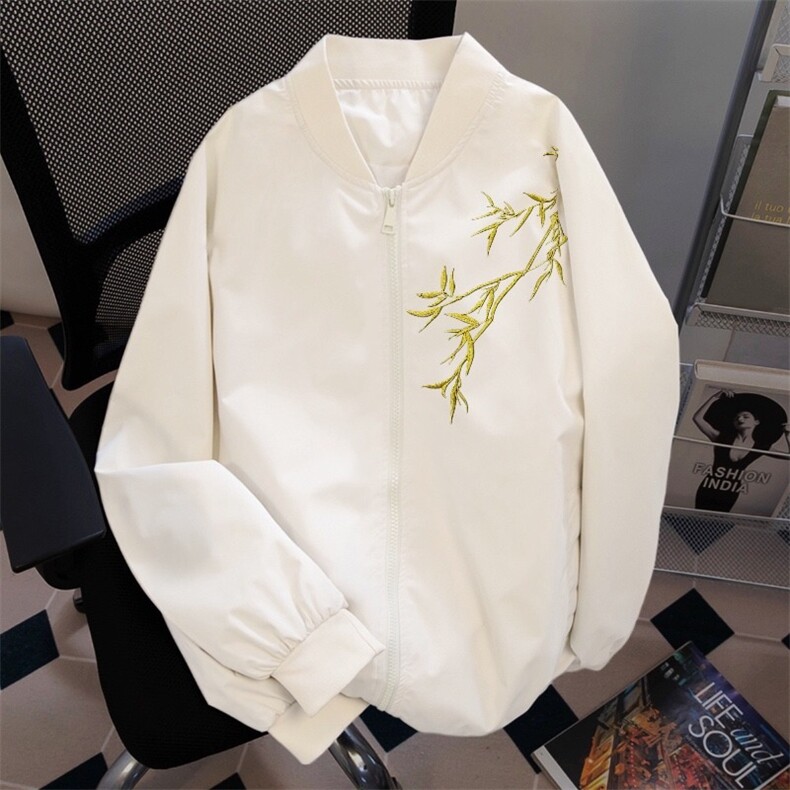 潮原创字母花卉竹叶印花棒球服春秋季男女外套百搭夹克上衣潮,男装夹克,星座601-1