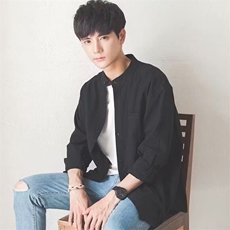 衬衫长袖男韩版黑色立领帅气棉麻衬衣ins港风休闲男士夏季寸衫潮，男装衬衫，星座506A
