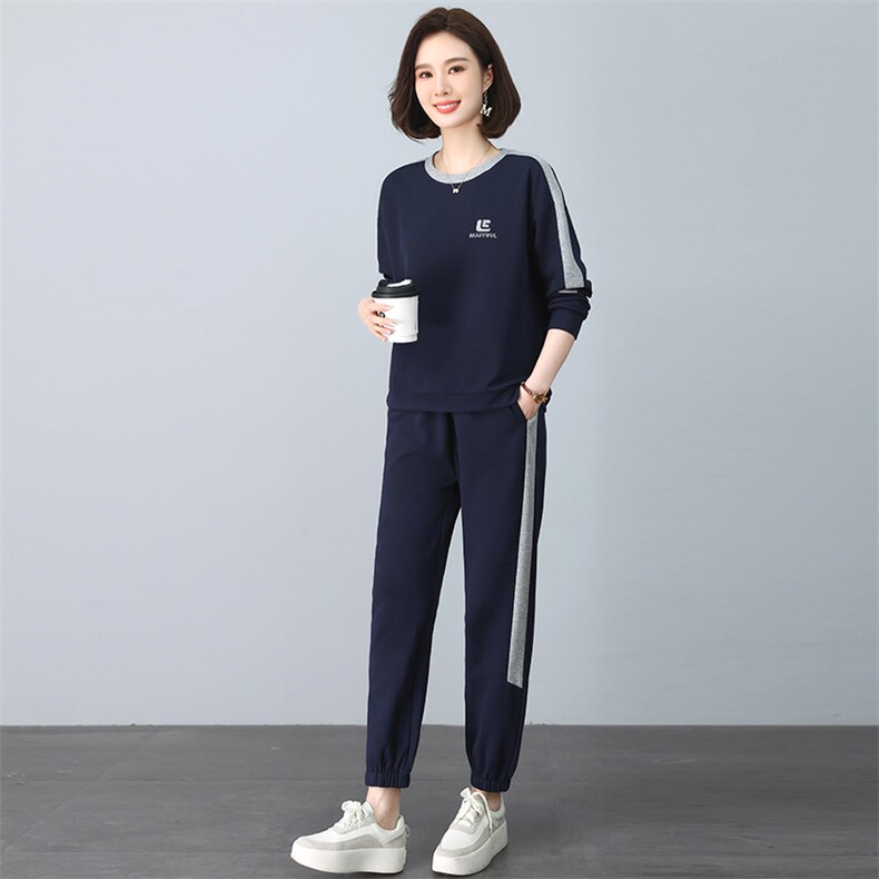 2024春秋季新款时尚休闲气质个性减龄休闲撞色套装,女装套装/套裙,独衣靓