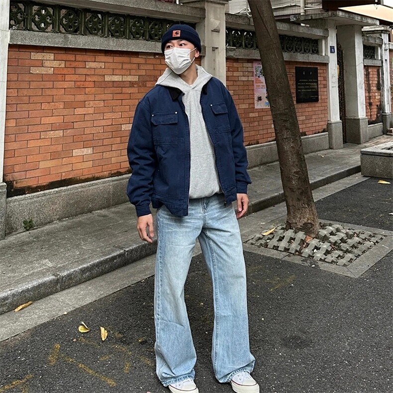 26春装高品质老钱风翻领牛仔夹克男女美式潮牌工装风宽松复古外套,男装夹克,电商A443