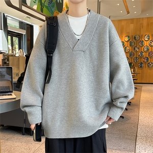 复古设计感小v领毛衣宽松百搭针织衫慵懒风外套5Q3067-TP4588图片