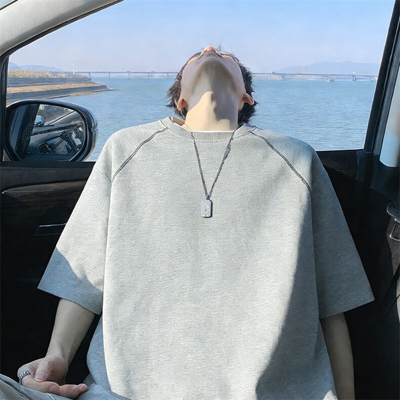 2026美式重磅冰感明线装饰短袖T桖春夏DX2604特P28控59,男装T恤,电商B208