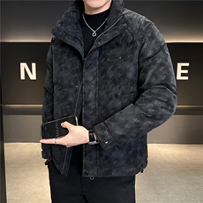 标50贴标花纹立领皮羽绒服男休闲上衣外套A329-YR9968-P225，男装羽绒服，电商A329
