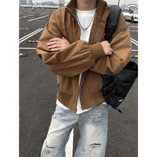 现货26春装美拉德立领飞行夹克纯色复古廓形高街棒球服外套，男装夹克，电商A486-1