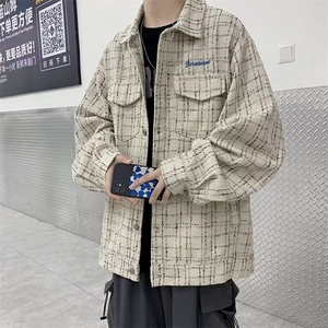 小香风衬衫外套男春季潮流高街翻领刺绣夹克MJ121P55图片