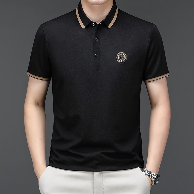男夏季免烫短袖t恤男高级感商务polo衫休闲半袖体恤HMQ350-P57,男装Polo衫,星座1105-3