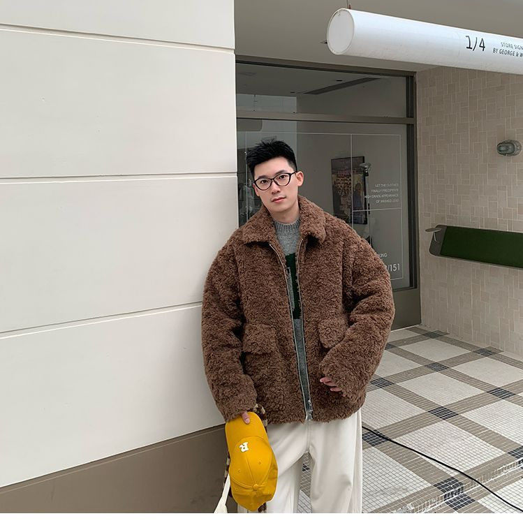 WT161-P170羊羔毛外套秋冬季男士加厚保暖时尚环保潮流百搭大衣,男装棉衣,星座1501-3