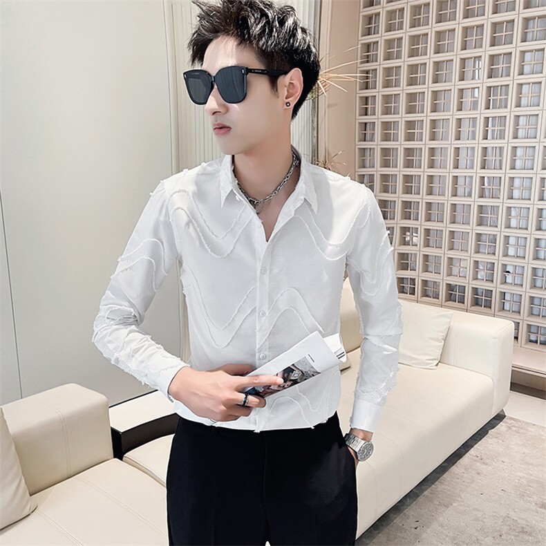 301A-1/H506/P5824秋季男士新款工艺纯色长袖衬衫男休闲修身衬衣,男装衬衫,星座301A-1