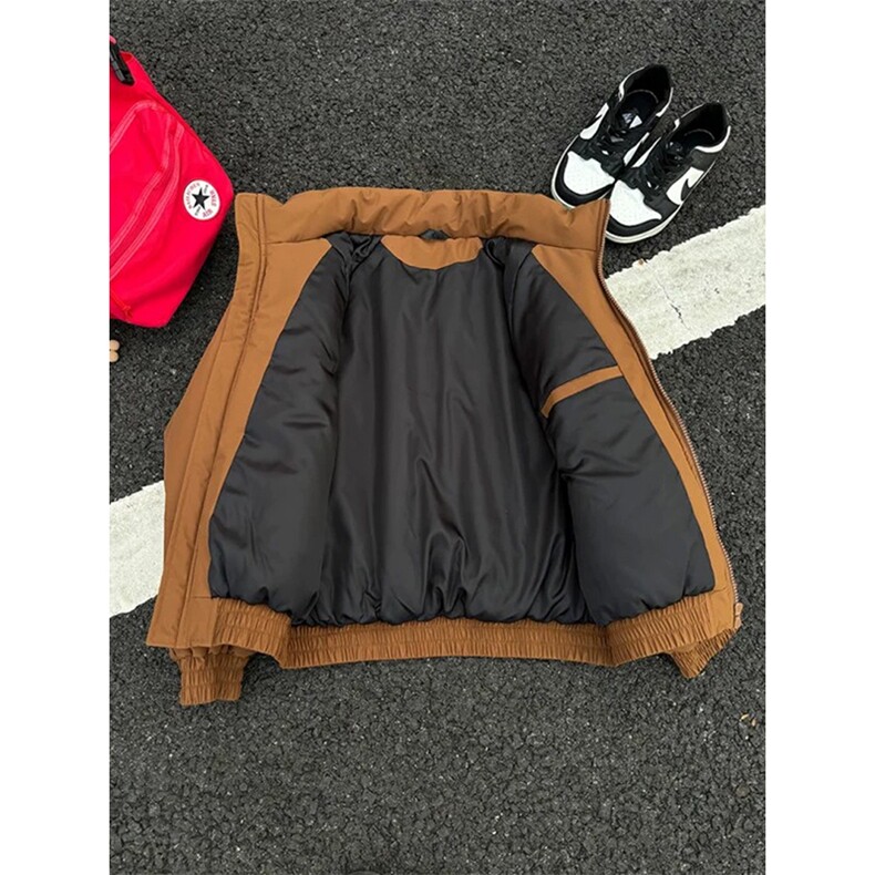 现货美式高街休闲棉衣夹克三防立领纯色户外工装加厚棉服外套,男装夹克,电商A486
