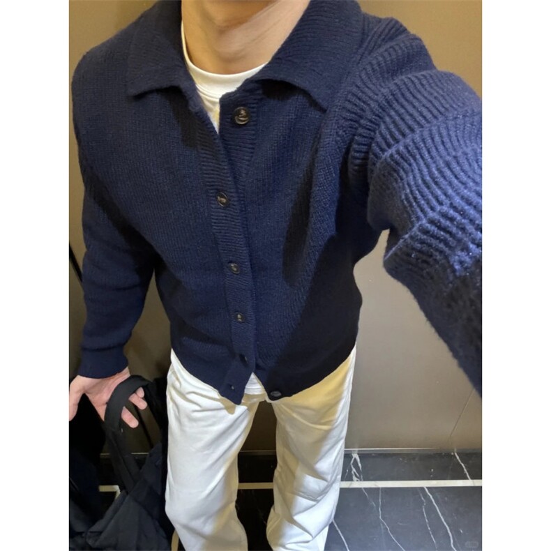 【有货】MY0339ZZ-特73 秋冬季加厚针织开衫外套男士慵懒翻领毛衣图片