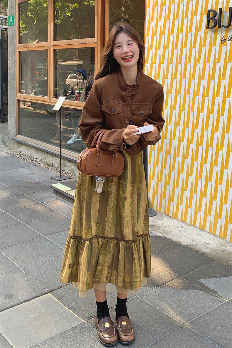 现货-春季新款咖色套装两件套203-6019-P175-K235,女装套装/套裙,浙宝203
