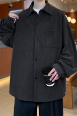C206/P40春装新款美式复古灯芯绒长袖衬衫男士纯色衬衣男外套，男装衬衫，电商基地A050