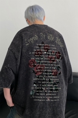 xz605-dsx130-特批30控492026春季新款字母玫瑰印花水洗短袖T恤，男装T恤，星座605(原A050)