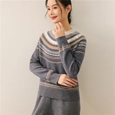 2025年秋季新款百搭费尔岛圆领套头，女装羊毛衫，慕洵羊绒