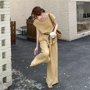 休闲气质无袖背心阔腿裤套装女夏季2025新款两件套韩系ootd穿搭图片