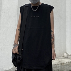 夏季街头潮流港风前后小字母印花跨栏坎肩运动背心TT015-P35，男装背心/马甲，星座911-3