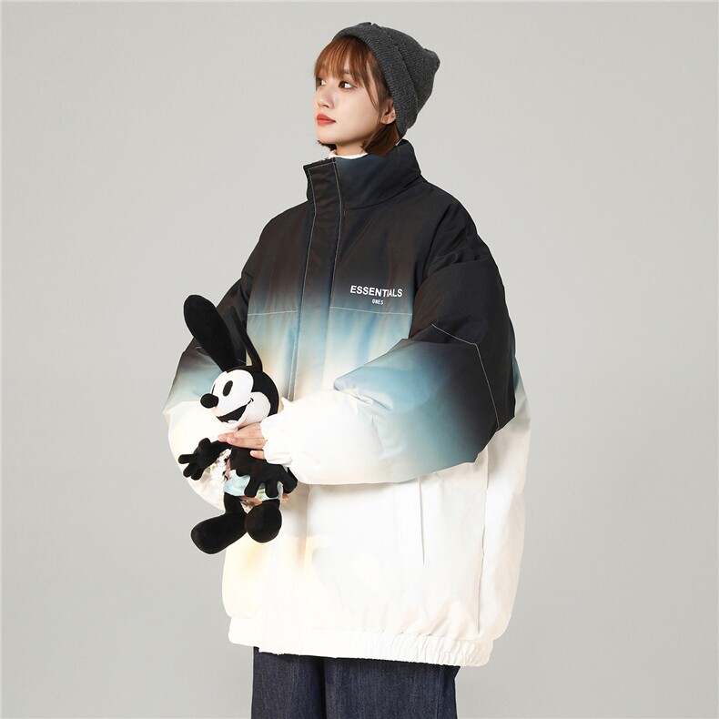 中性风 渐变色情侣装男装棉衣宽松棉服冬装加厚外套G1036 P128 女图片