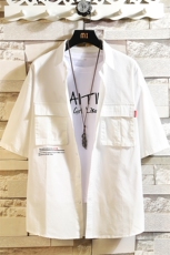 100%棉2021夏装新款印花短袖风衬衫中袖五分袖男款衬衣CS033，男装衬衫，电商D240-242
